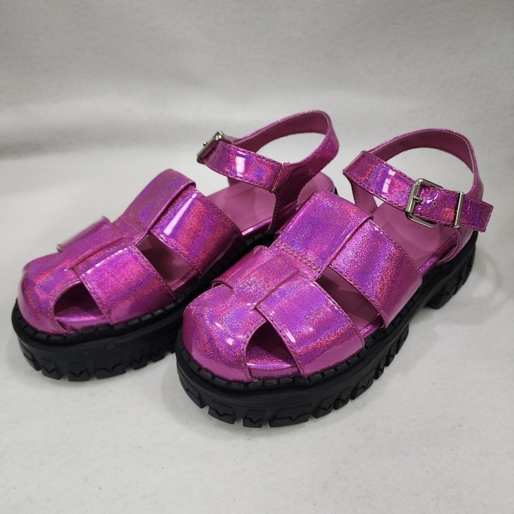 dELiA*s By Dolls Kill Nostalgic Games Women 9 M Platform Sandal Pink Ankle Strap